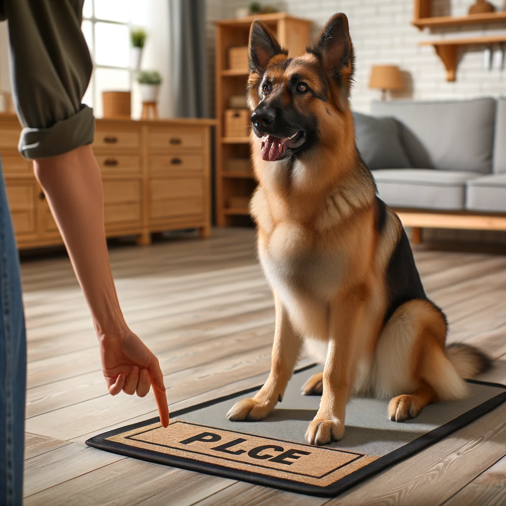 'Place'-Command-to-a-German-Shepherd